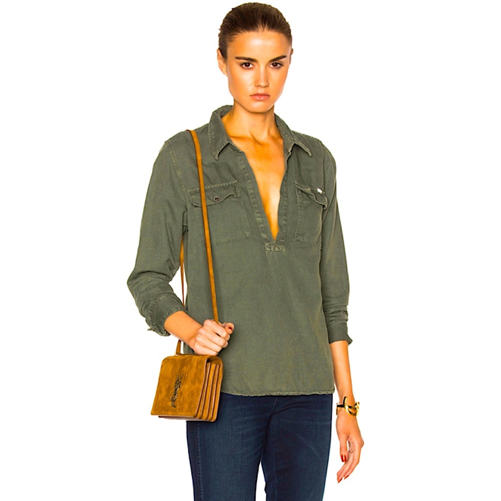 MOTHER Frenchie Frenchie Slipover Top in Military Burgundy